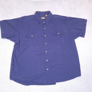 G.E. Schmidt Workwear‎ Shirt Mens 3XL Navy Blue Short Sleeve Button Down Work